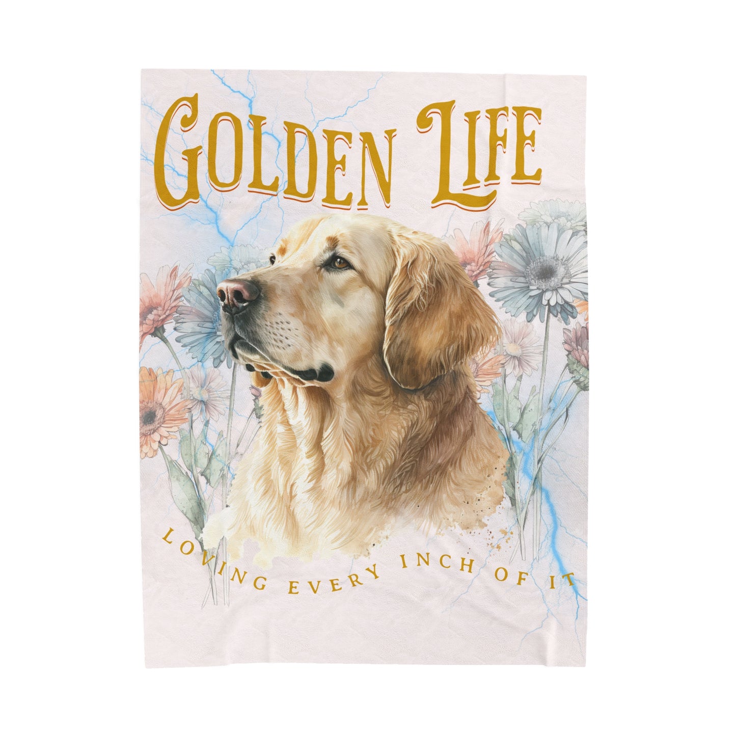 Cute Golden Retriever Dog Velveteen Plush Throw Blanket.