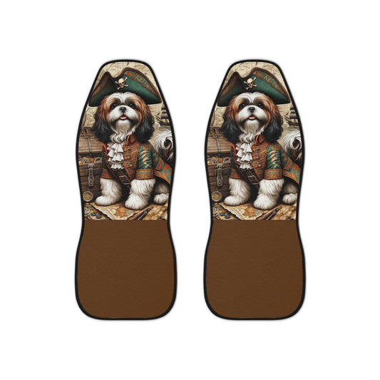 Cute Shih Tzu Dog Pirate-Themed Dog Car Seat Covers - Durable Polyester, Easy Install, Secure Fit - Perfect for Pet Lovers, Set of 2