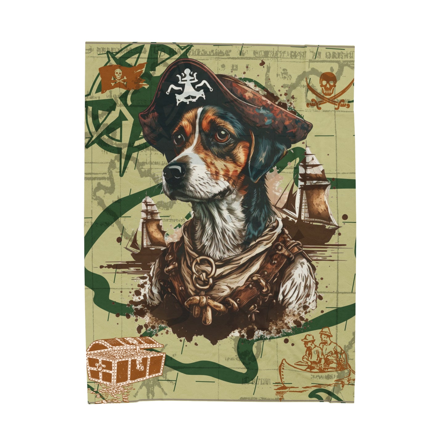 Beagle Pirates of the Seas Velveteen Plush Blanket