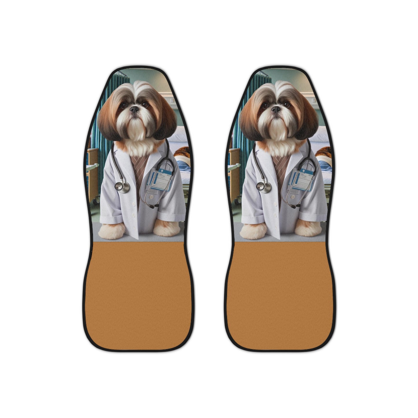 Cute Shih Tzu Dog Lover Doctor Car Seat Covers - Snug Fit Polyester Vehicle Protection Set- Gift perfect for nurses doctors Shih Tzu parents
