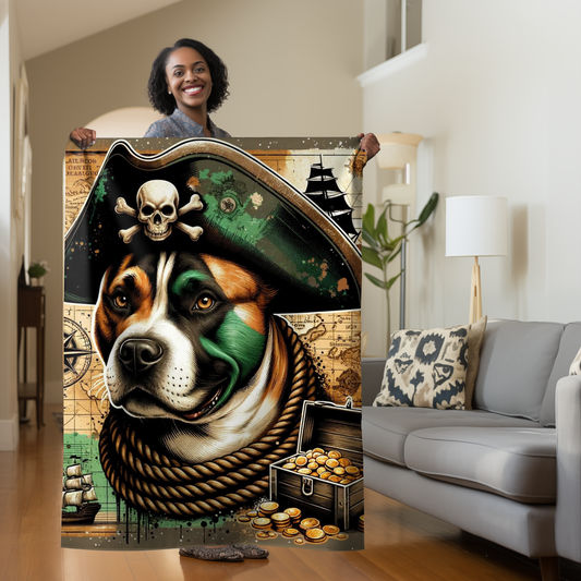 Pirate Pitbull Dog Cozy Throw Blanket Home Decor